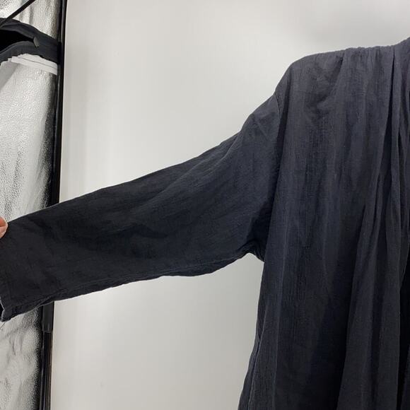 Lagenlook duster charcoal black waterfall kimono western minimalist sz L - Picture 4 of 6